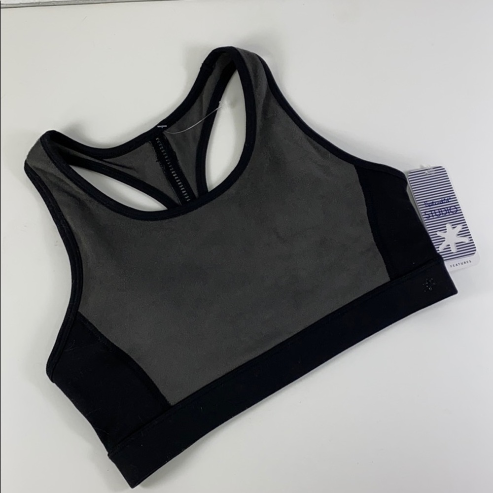 NWT splendid gray and black sueded sports bra xs